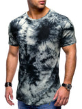 themeisles Men's T-shirt Hip-hop Tie-dye Short-sleeved Summer Round Neck T-shirt