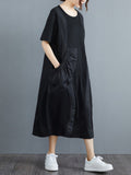 themeisles Simple Casual Solid Color Split-Joint Midi Dress