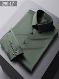 themeisles Men's Long-sleeved Mulberry Silk Solid Color Long-sleeved Work Shirt Business Professional Slim Shirt Business Formal Wear