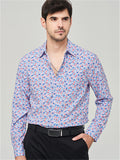 themeisles Men's Light Casual Light Floral Single-breasted Slim Shirt Men's Long-sleeved Loose Style Men's Cardigan