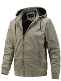 themeisles Men's Spring and Autumn Removable Hooded Jacket Casual Sports Thin Cotton Solid Color Coat Trend Men's Clothing