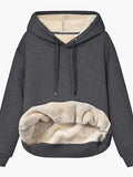 themeisles Women's Hoodie Sweatshirt Pullover Sherpa Fleece Teddy Front Pocket Pink Yellow Light Grey Solid Color Plain Casual Hoodie Long Sleeve Fleece S M L XL 2XL 3XL