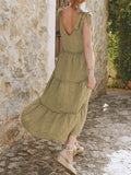 themeisles Solid Color Sleeveless Loose V-Neck Midi Dresses
