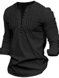 themeisles Men's Shirt Button Up Shirt Casual Shirt Black White Pink Navy Blue Blue Long Sleeve Plain Crew Neck Street Vacation Button-Down Clothing Apparel Stylish Modern Contemporary Casual
