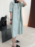 themeisles Original Solid Round-Neck Shirt Dress