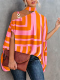 themeisles Summer Hanging Neck Bat Sleeve Printed Shirt Ladies Shirt Women