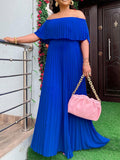themeisles Wrap Pleated Solid Color Off-The-Shoulder Evening Dresses