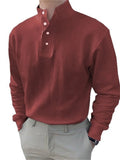 themeisles Loose Men's Solid Color Long-sleeved Shirt Plain Slit Spot Casual Shirt White Black Blue S-5XL