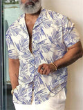 themeisles Summer Hawaii Bamboo Fiber Shirt Men's Slim Thin Section Printed Floral Lapel Short-sleeved Flower Shirt Cardigan Men's Models