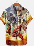 themeisles Men's Fashion Trends 3D Digital Printing Shirt Short-sleeved Shirt Summer Printing Cardigan Shirt Beach Shirt Short-sleeved