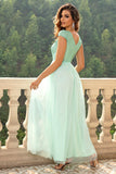 themeisles Sequin V-Neck Mesh Maxi Dress