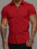 themeisles Men's Shirt Button Up Shirt Casual Shirt Summer Shirt Black White Dark Navy Short Sleeve Plain Turndown Street Daily Clothing Apparel Fashion Casual Comfortable