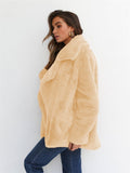 themeisles Fashion Solid Color Sexy Plush Lapel Coat