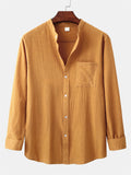 themeisles Autumn Explosion of Solid Color Long-sleeved Buttons Lapel Men's Shirts Fashion Casual Comfortable Men's Clothing