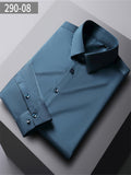 themeisles Men's Long-sleeved Mulberry Silk Solid Color Long-sleeved Work Shirt Business Professional Slim Shirt Business Formal Wear