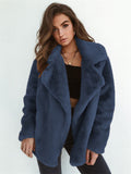 themeisles Fashion Solid Color Sexy Plush Lapel Coat