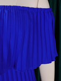 themeisles Wrap Pleated Solid Color Off-The-Shoulder Evening Dresses