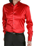 themeisles Men's Button Up Shirt Dress Shirt Collared Shirt Prom Shirt Satin Silk Shirt Black White Red Long Sleeve Plain Turndown Spring, Fall, Winter, Summer Wedding Party Clothing Apparel Button-Down