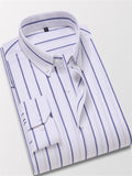 themeisles Spring and Summer New Long-sleeved Shirt Men's Jacket Striped Shirt Slim Non-iron Casual Korean Version M-5XL
