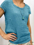 themeisles Explosive Solid Color Slim Type Women's Fresh Sweet Round Neck T-shirt Cotton Double Crepe Fashion T-shirt Tops