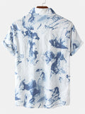 themeisles Men's Shirts Short-sleeved Men's Lapel Printed Shirt Men's Hawaii Shirts Casual and Comfortable Personality Wind Flower Shirt