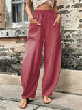 themeisles Women's Wide Leg Pants Trousers Navy Black Light Green Fashion Casual Daily Side Pockets Full Length Comfort Solid Colored S M L XL 2XL