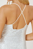 themeisles Sequin Spaghetti Strap Mini Wrap Dress