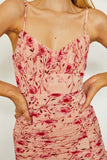 themeisles Floral Print Ruffle Ruched Cami Mini Dress