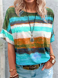 themeisles Women's Summer Gradient Collision Color Women's Short-sleeved T-shirt Women
