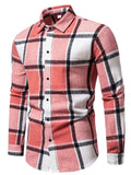 themeisles Autumn and Winter New Multi-color Men's Plaid Loose Casual Lapel Long-sleeved Shirt Thickened Shirt Cardigan