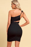 themeisles Ruched Cutout One-Shoulder Bodycon Dress