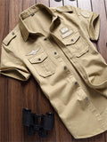 themeisles Men's Shirt Summer Shirt Solid Color Turndown Black White Army Green Royal Blue Khaki Daily Holiday Short Sleeve Button-Down Clothing Apparel Cotton Streetwear Simple Casual Classic