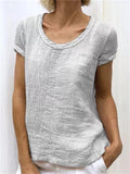 themeisles Explosive Solid Color Slim Type Women's Fresh Sweet Round Neck T-shirt Cotton Double Crepe Fashion T-shirt Tops