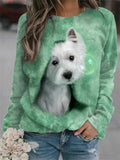 themeisles Ladies Animal Pet Cat Dog Floral Fashion Women's Round Neck Sweatshirt Top