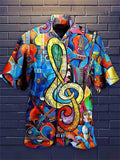 themeisles Men's Shirt Summer Hawaiian Shirt Graphic Prints Notes Cuban Collar Black Yellow Black / Red Wine Red Casual Holiday Short Sleeve Button-Down Print Clothing Apparel Sports Fashion Streetwear Designer
