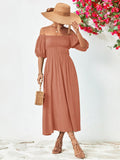themeisles Off-Shoulder Balloon Sleeve Midi Dress