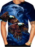 themeisles Men's T Shirt Eagle Animal Crew Neck Short Sleeve Street Print Tops Sportswear Casual Fashion Comfortable Blue Summer Spring Graphic Tees