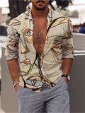 themeisles Men's Shirt Long Sleeve Tops Button-Down Print Gradient Collar Street Daily Casual Fashion Breathable Comfortable