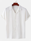 themeisles Spring and Summer New Solid-color Men's Shirt Slim Type Lapel V-neck Shirt Casual Street Tide Short-sleeved Men's Shirts