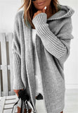 themeisles Hooded Bat-shaped Soft Loose Back Stitching Sweater
