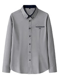 themeisles New Business Long-sleeved Shirt Lapel Fashion Casual Slim Non-iron Thin Section Solid Color Men's Shirt