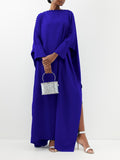 themeisles Long Sleeves Solid Color Split-Side One-Shoulder Evening Dresses Maxi Dresses