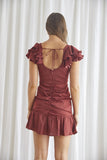 themeisles Ruffle Flutter Ruched Mini Dress