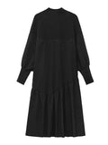 themeisles A-Line Long Sleeves Asymmetric Solid Color Split-Joint High-Neck Midi Dresses Sweater Dresses