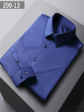 themeisles Men's Long-sleeved Mulberry Silk Solid Color Long-sleeved Work Shirt Business Professional Slim Shirt Business Formal Wear