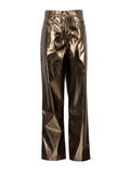 themeisles Women's Street High Waist Reflective Metallic PU Leather Pants Women Fashion Trend Pants S-L