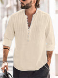 themeisles Men's Shirt Button Up Shirt Casual Shirt Black White Pink Navy Blue Blue Long Sleeve Plain Crew Neck Street Vacation Button-Down Clothing Apparel Stylish Modern Contemporary Casual