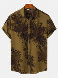 themeisles Spring and Summer New Floral Men's Short-sleeved Lapel Shirt Loose Casual Men's Personality Wind Printed Shirt