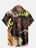 themeisles Men's Fashion Trends 3D Digital Printing Shirt Short-sleeved Shirt Summer Printing Cardigan Shirt Beach Shirt Short-sleeved