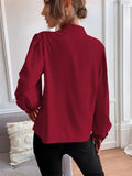 themeisles Women's Shirt Spring and Summer New Elegant Solid Color Lapel Long-sleeved Single-row Button Loose Urban Style Female Blouse